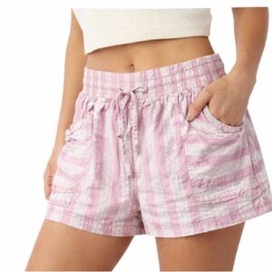 Free People Pink and White Striped Drawstring Shorts